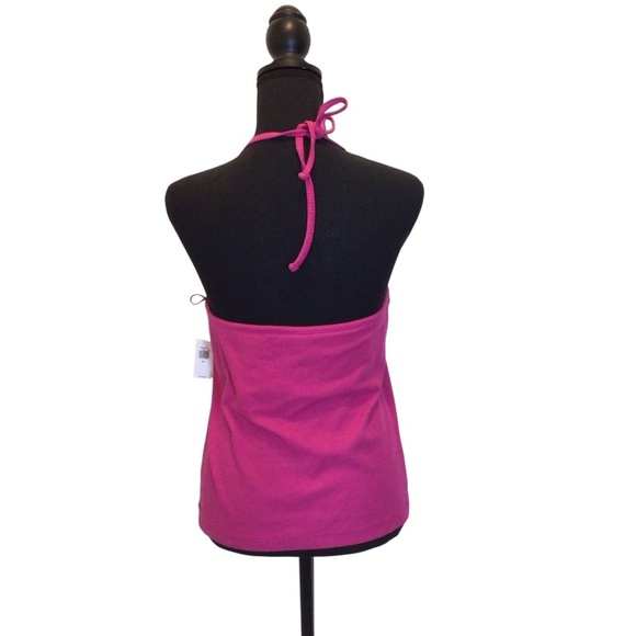 Old Navy Womens Pink Ribbed V-neck Halter Tie Shelf Bra Tank Top Size XXL - Picture 5 of 7